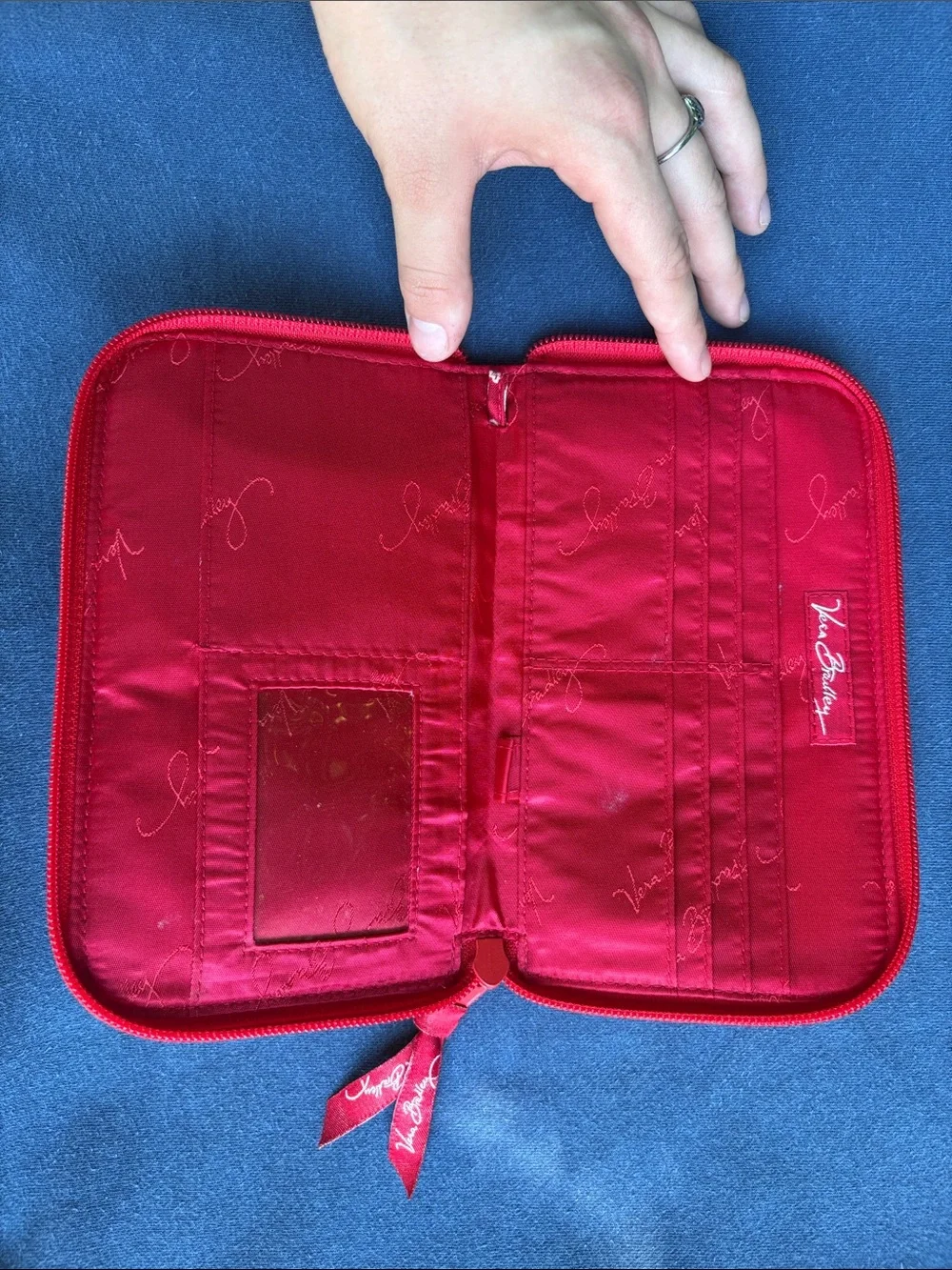 Vera Bradley Red Quilted Zip Wallet with Black Paisley Accent - Picture 5 of 12